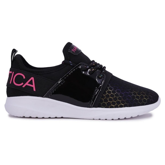 NEW Nautica sneakers sz 5 Kappil Metallic-Black Hc Missy Lace Up Running Shoes - Picture 1 of 9